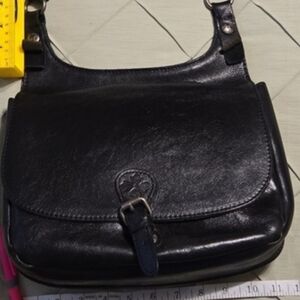 Patricia Nash Saddle black leather saddle bag